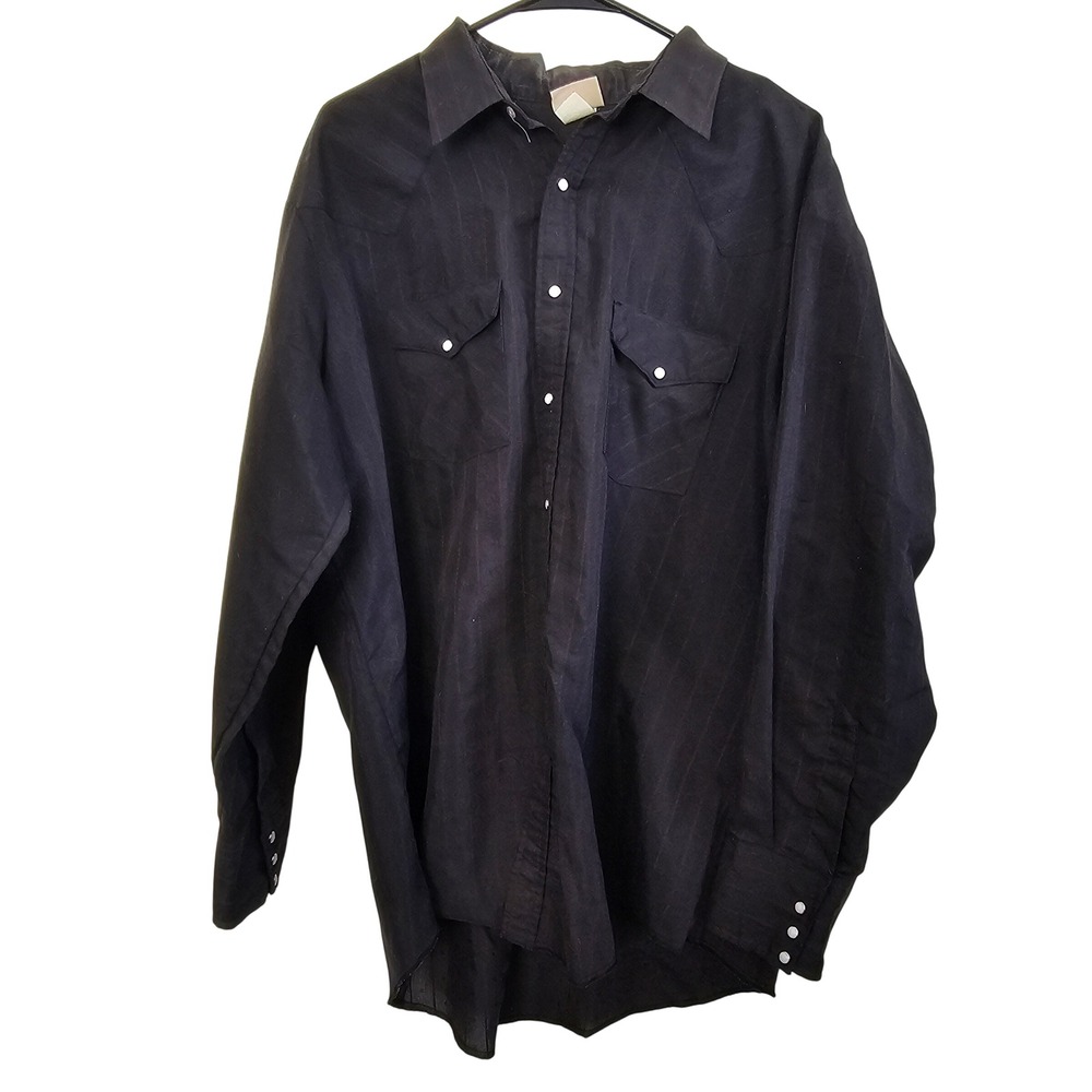 Saddlebrook Westernwear Mens XL Black Pearl Snap Long Sleeve Shirt Cowboy